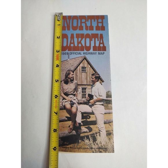 Vintage 1969 North Dakota Highway Road Travel Map John Deere Greyhound Ad - Picture 6 of 8